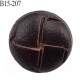 Bouton 15 mm pvc bombé épaisseur 5.5 mm + anneau couleur marron attache au dos avec un anneau diamètre 15 millimètres