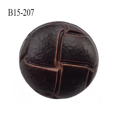 Bouton 15 mm pvc bombé épaisseur 5.5 mm + anneau couleur marron attache au dos avec un anneau diamètre 15 millimètres