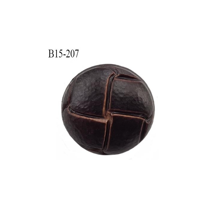 Bouton 15 mm  pvc bombé épaisseur 5.5 mm + anneau  couleur marron attache au dos avec un anneau diamètre 15 millimètres