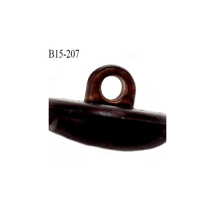 Bouton 15 mm  pvc bombé épaisseur 5.5 mm + anneau  couleur marron attache au dos avec un anneau diamètre 15 millimètres