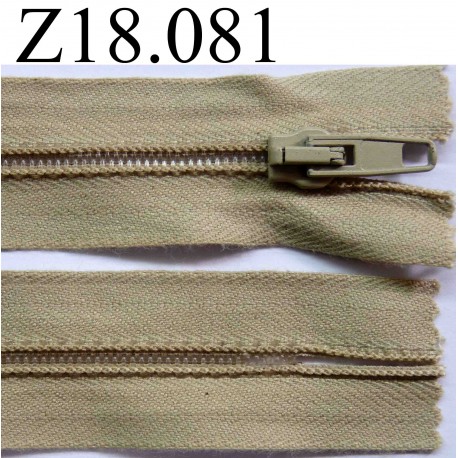 fermeture éclair longueur 18 cm couleur beige non séparable zip nylon largeur 3.2 cm
