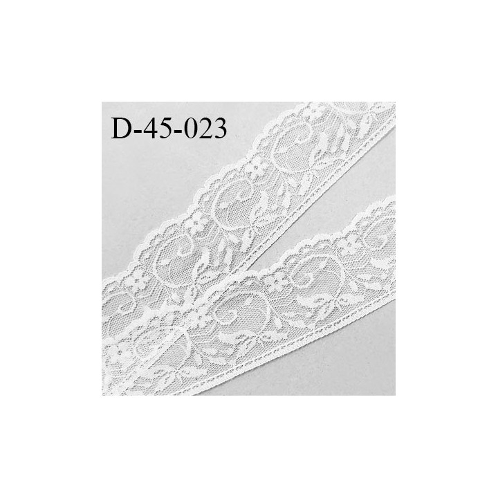 Dentelle 45 mm synthétique non extensible couleur blanc largeur 45 mm prix au mètre
