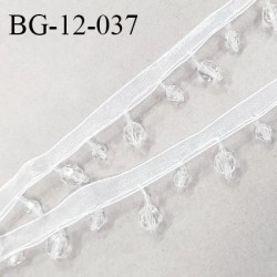 Galon ruban 12 mm synthétique transparent avec perles largeur de la bande 12 mm + 15 mm de perles prix au mètre