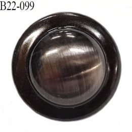 Bouton 22 mm  en métal bombé couleur acier chromé accroche avec un anneau au dos diamètre 22 mm épaisseur 9 mm prix à l'unité