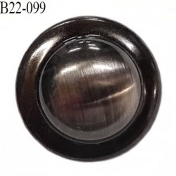 Bouton 22 mm en métal bombé couleur acier chromé accroche avec un anneau au dos diamètre 22 mm épaisseur 9 mm prix à l'unité