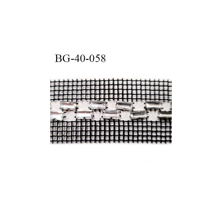 Galon strass 40 mm couleur noir strass style diamant brillant largeur  40 mm longueur strass 10 mm largeur 5 mm  prix au mètre