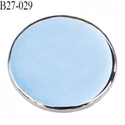 Bouton 27 mm plat épaisseur 2 mm en métal acier chromé brillant accroche avec un anneau au dos diamètre 27 mm prix à la pièce