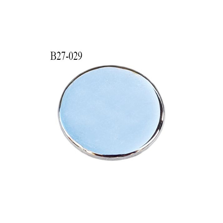 Bouton 27 mm plat épaisseur 2 mm en métal acier chromé brillant accroche avec un anneau au dos diamètre 27 mm prix à la pièce