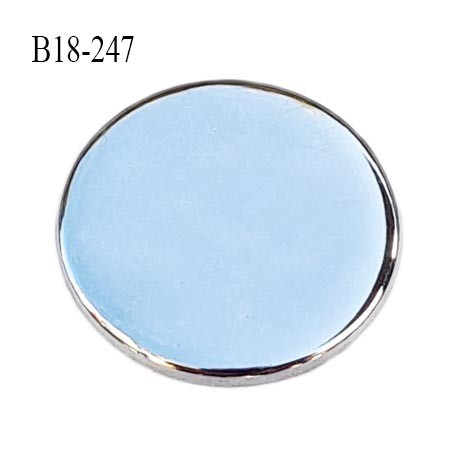 Bouton 18 mm plat épaisseur 1.3 mm en métal acier chromé brillant accroche avec un anneau au dos diamètre 18 mm prix à la pièce