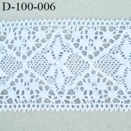 Dentelle 100 mm coton crochet  couleur blanc très belle largeur 10 centimètres prix au mètre