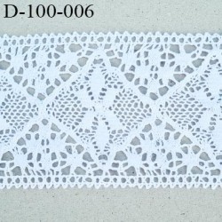 Dentelle 100 mm coton crochet couleur blanc très belle largeur 10 centimètres prix au mètre