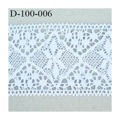 Dentelle 100 mm coton crochet couleur blanc très belle largeur 10 centimètres prix au mètre