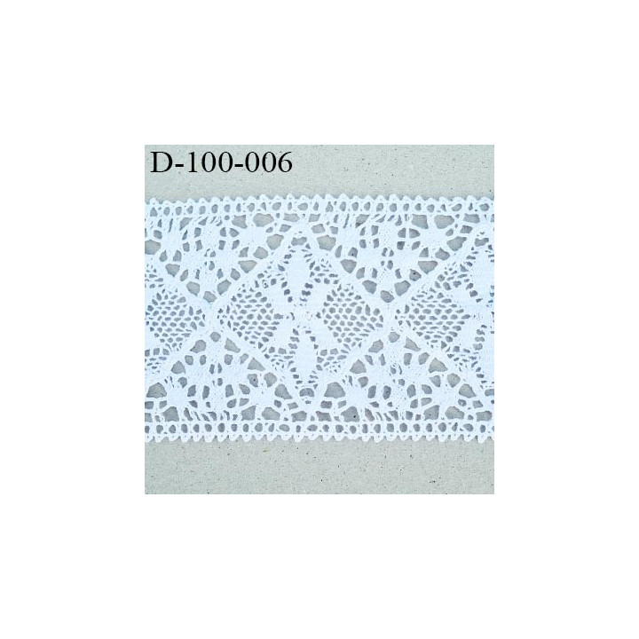 Dentelle 100 mm coton crochet  couleur blanc très belle largeur 10 centimètres prix au mètre