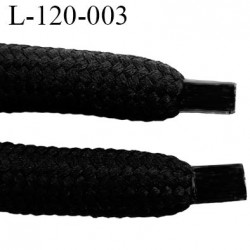 Lacet rond 120 cm couleur noir fabrication Europe diamètre 7.5 mm longueur 120 cm rond épais 7.5 mm prix pour une paire