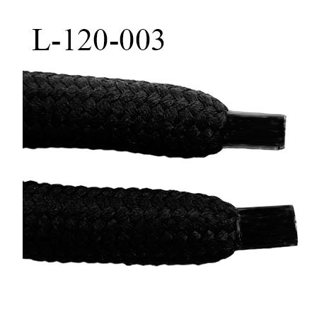 Lacet rond 120 cm couleur noir fabrication Europe diamètre 7.5 mm longueur 120 cm rond épais 7.5 mm prix pour une paire