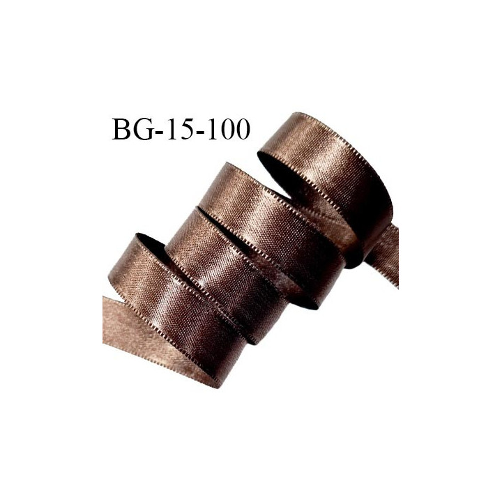 Ruban satin 15 mm couleur marron 100% polyester largeur 15 mm prix au mètre