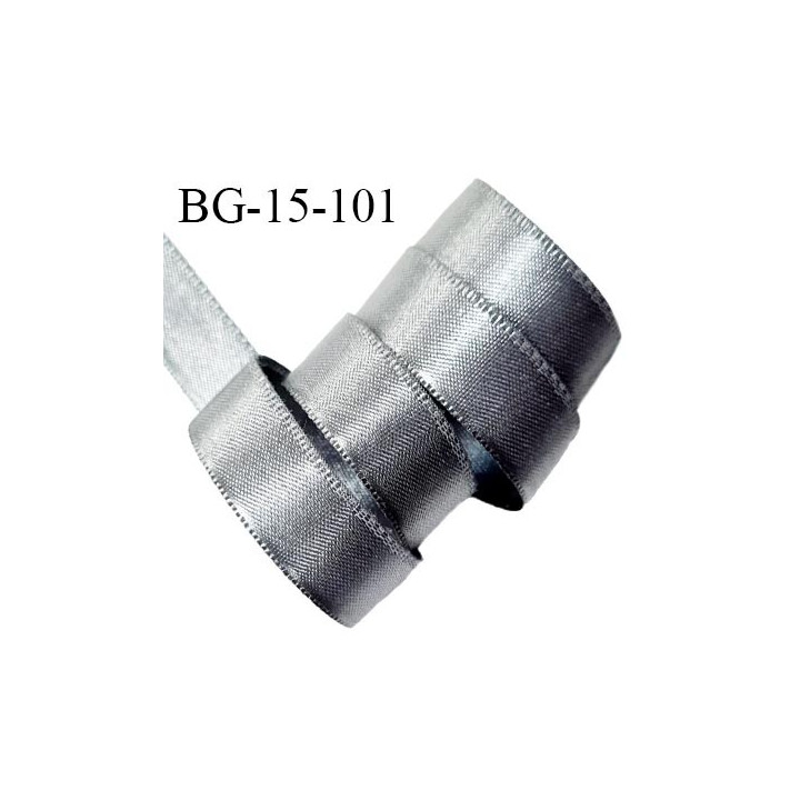 Ruban satin 15 mm couleur gris 100% polyester largeur 15 mm prix au mètre