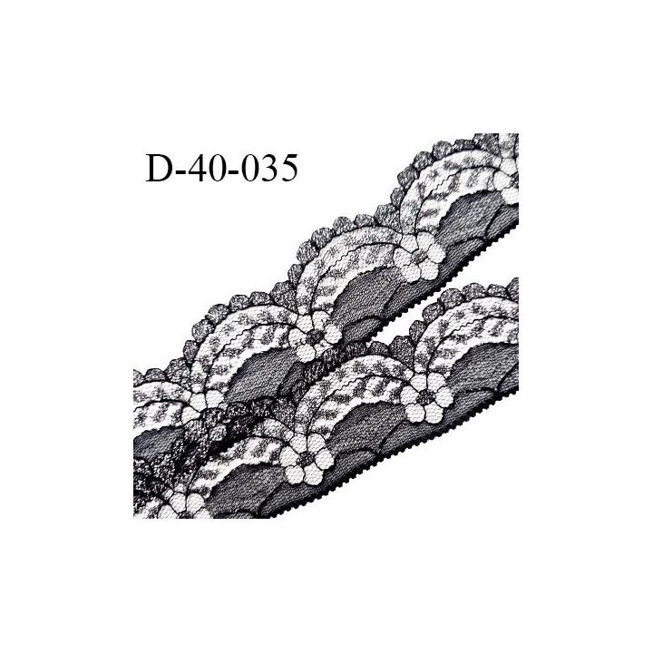 Dentelle 40 mm synthétique non extensible couleur noir et argenté largeur 40 mm prix au mètre