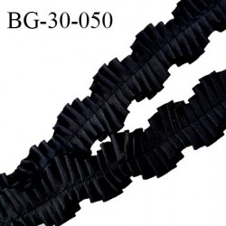 Galon ruban froncé 30 mm couleur noir brillant largeur 30 mm prix au mètre
