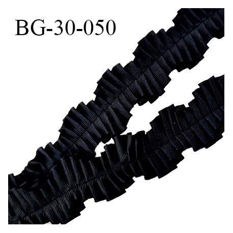 Galon ruban froncé 30 mm couleur noir brillant largeur 30 mm prix au mètre