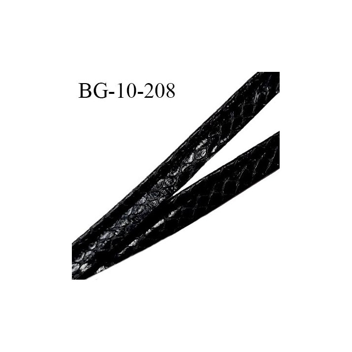 Passepoil 10 mm effet peau de serpent couleur noir largeur 10 mm avec cordon intérieur 2 mm prix au mètre
