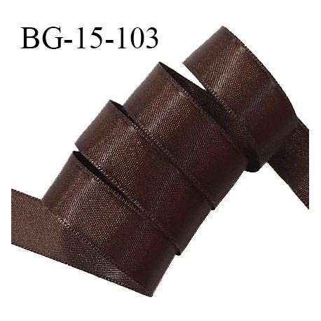 Galon ruban satin 15 mm 100% polyester couleur chocolat brillant largeur 15 mm prix au mètre