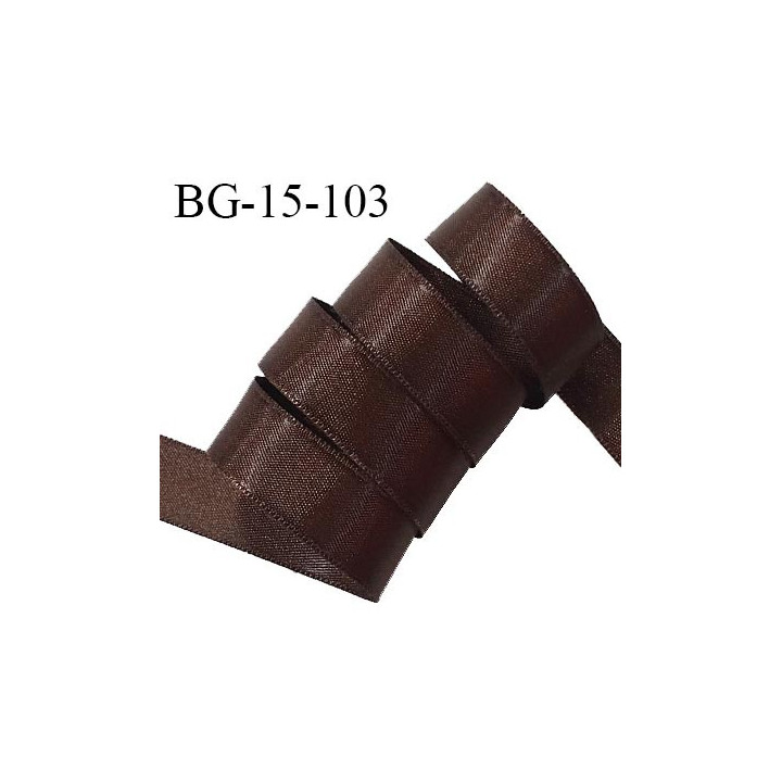 Galon ruban satin 15 mm 100% polyester couleur chocolat brillant largeur 15 mm prix au mètre