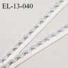 Elastique picot 13 mm élastique souple couleur blanc largeur 6 mm + picot argenté largeur 7 mm prix au mètre