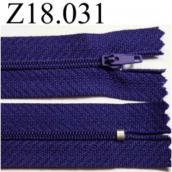 fermeture éclair longueur 18 cm couleur violet foncé non séparable zip nylon largeur 2.5 cm