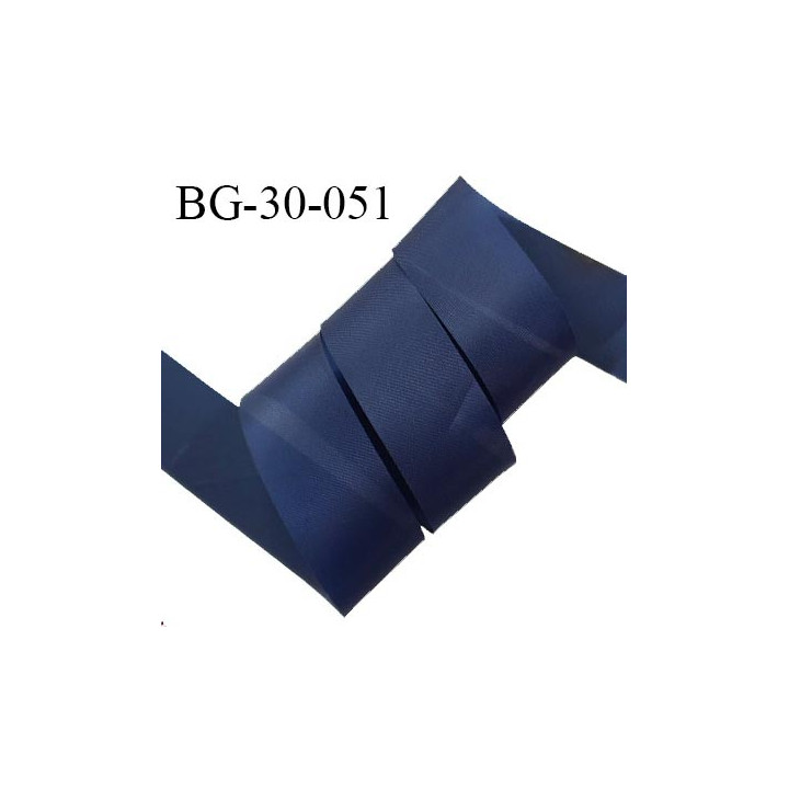 Biais à plier 30 mm synthétique fin et légèrement brillant couleur bleu largeur 30 mm prix au mètre