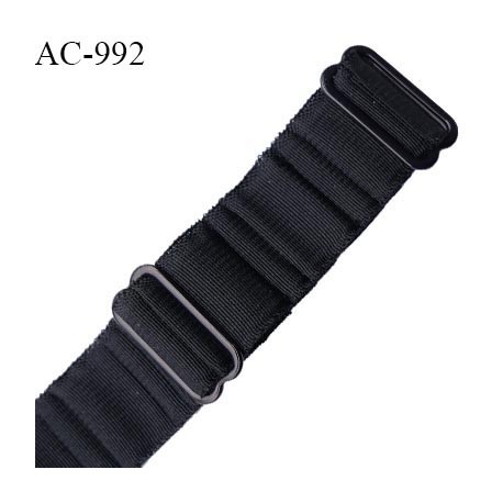 Bretelle 19 mm lingerie SG haut de gamme couleur noir avec deux barrettes largeur 19 mm longueur 25 cm prix à la pièce