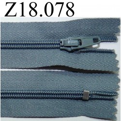 fermeture éclair longueur 18 cm couleur gris bleu  non séparable zip nylon largeur 2.5 cm