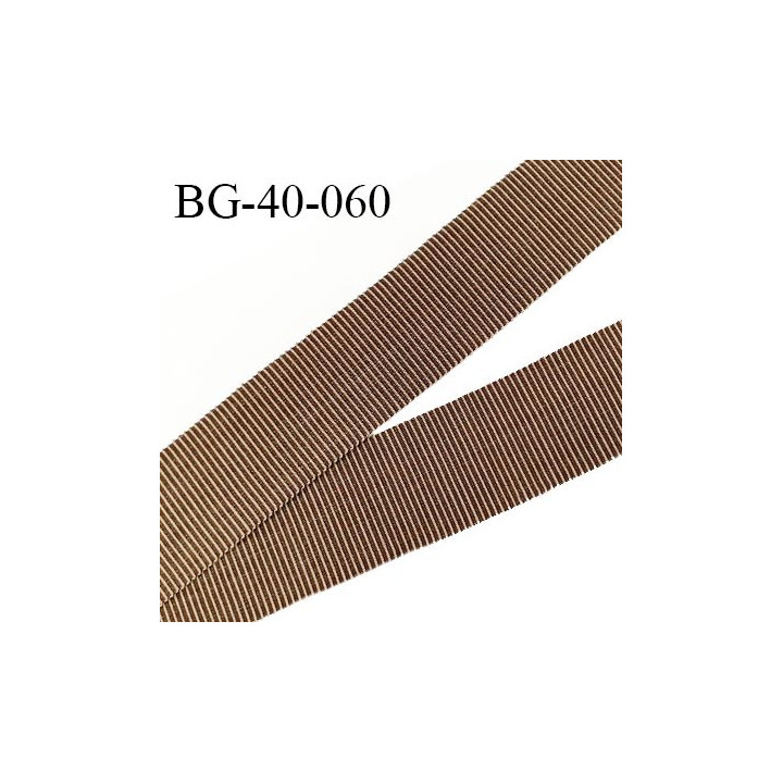 Galon ruban 40 mm gros grain 100% coton couleur marron et beige largeur 40 mm prix au mètre