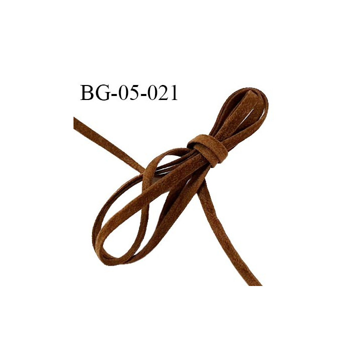 Galon lacette 05 mm ruban à plat façon cuir ou daim couleur marron largeur 05 mm prix au mètre