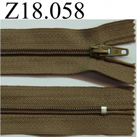 fermeture éclair longueur 18 cm couleur vert kaki non séparable zip nylon largeur 2.6 cm