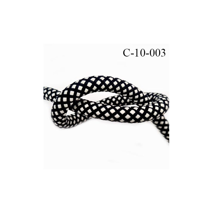 Cordon rond 10 mm synthétique couleur blanc et noir très solide fabriqué Europe diamètre 10 mm prix au mètre
