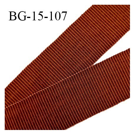 Galon ruban 15 mm gros grain 100% coton couleur rouille largeur 15 mm prix au mètre
