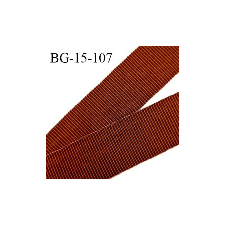 Galon ruban 15 mm gros grain 100% coton couleur rouille largeur 15 mm prix au mètre