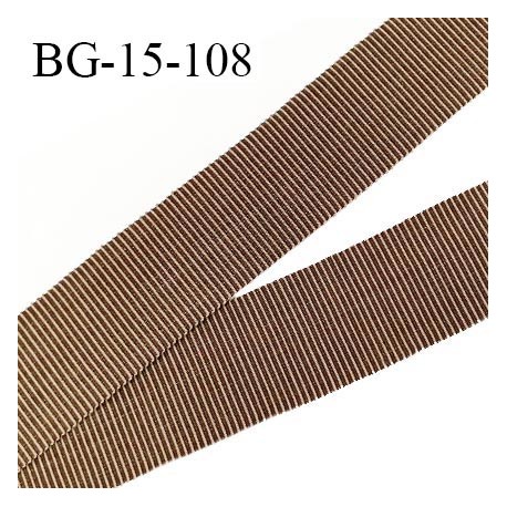 Galon ruban 15 mm gros grain 100% coton couleur marron et beige largeur 15 mm prix au mètre