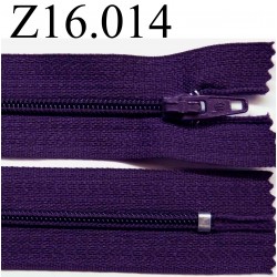 fermeture éclair longueur 16 cm couleur violet foncé non séparable zip nylon largeur 2.5 cm