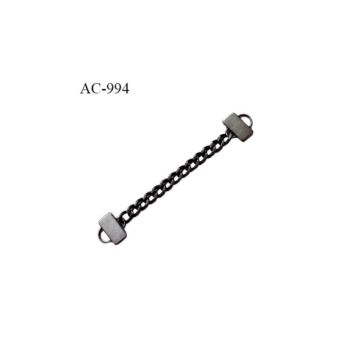 Brandebourg attache 80 mm chaînette couleur chrome foncé mat longueur 8 cm largeur 1.4 cm prix à l'unité