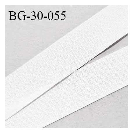 Biais à plier 30 mm synthétique couleur blanc avec motifs gris en transparence largeur 30 mm prix au mètre