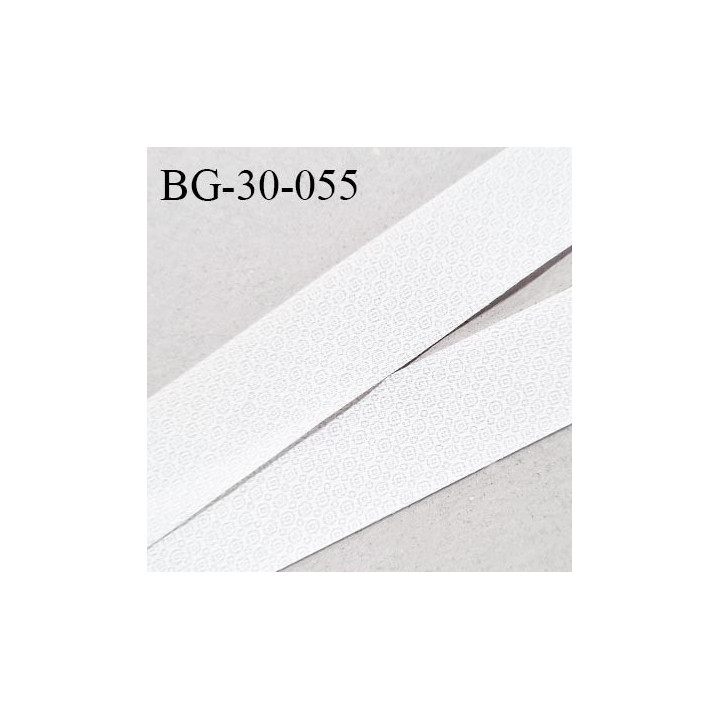 Biais à plier 30 mm synthétique couleur blanc avec motifs gris en transparence largeur 30 mm prix au mètre