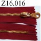 fermeture éclair longueur 16 cm couleur rouge non séparable zip métal largeur 3.2 cm