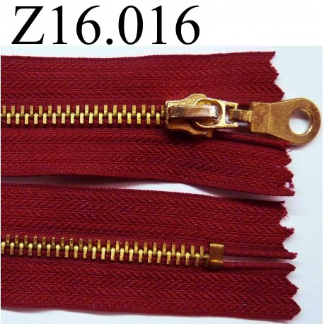 fermeture éclair longueur 16 cm couleur rouge non séparable zip métal largeur 3.2 cm