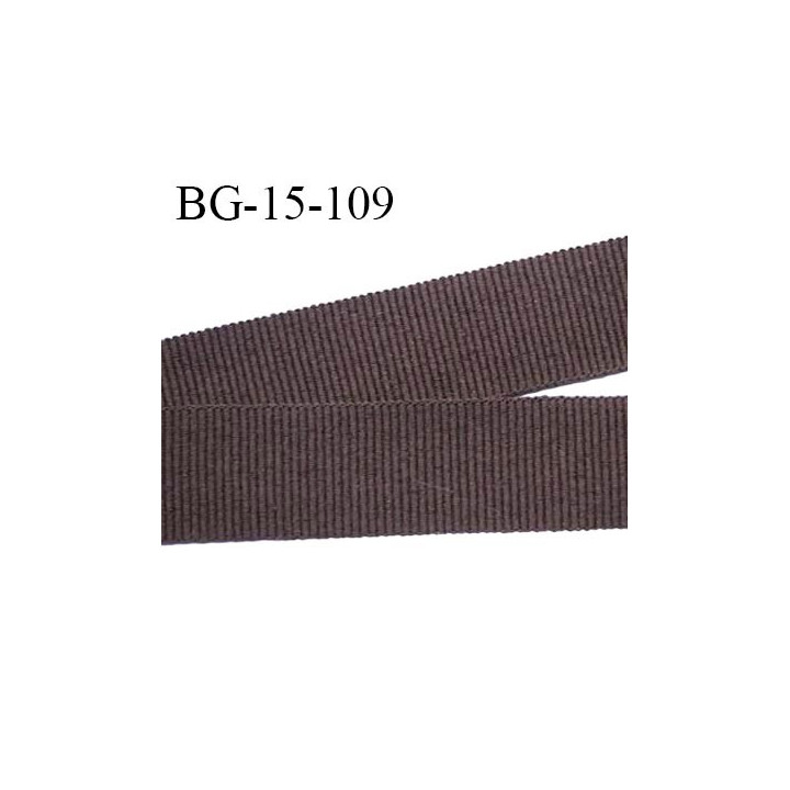 Galon ruban 15 mm gros grain couleur marron légèrement brillant largeur 15 mm prix au mètre