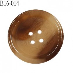 Bouton 16 mm en pvc très haut de gamme style corne couleur beige et marron 4 trous diamètre 16 mm épaisseur 3 mm prix à l'unité