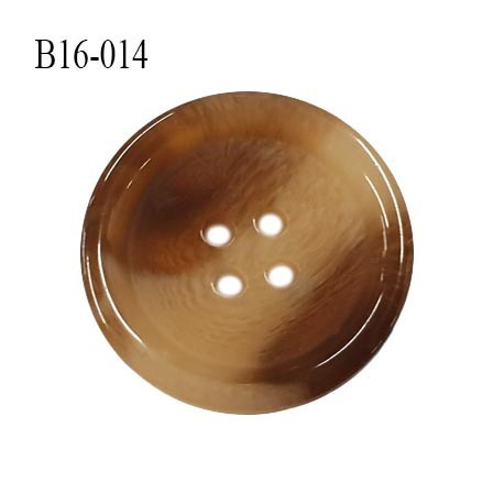 Bouton 16 mm en pvc très haut de gamme style corne couleur beige et marron 4 trous diamètre 16 mm épaisseur 3 mm prix à l'unité