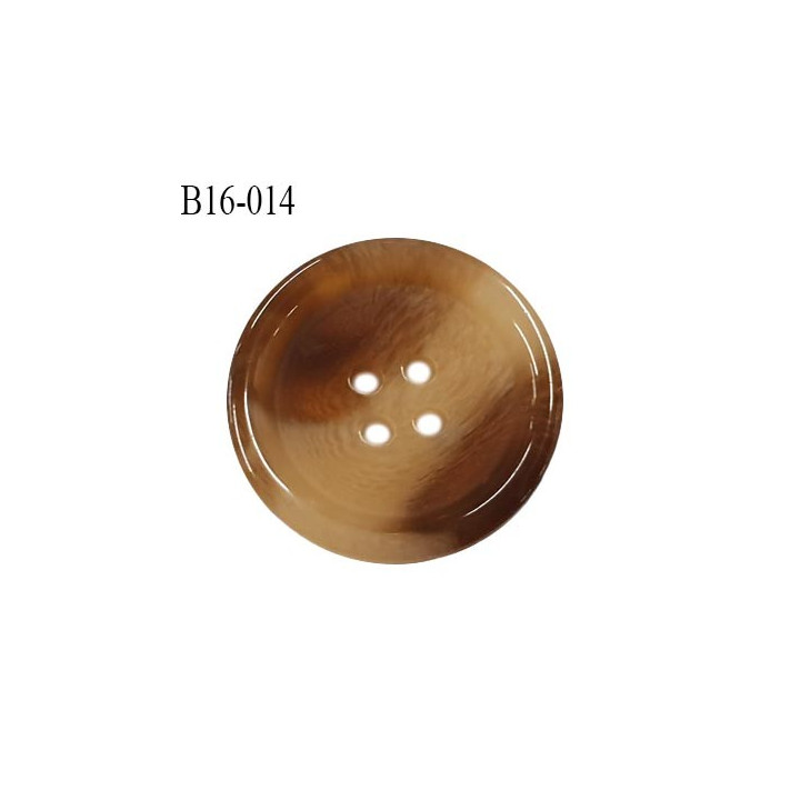Bouton 16 mm en pvc très haut de gamme style corne couleur beige et marron 4 trous diamètre 16 mm épaisseur 3 mm prix à l'unité