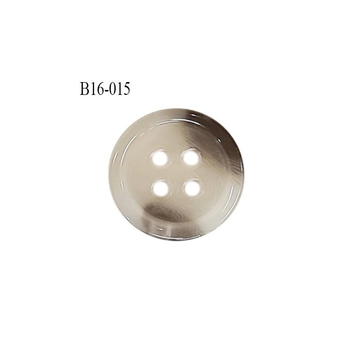 Bouton 16 mm en pvc très haut de gamme style corne couleur gris 4 trous diamètre 16 mm épaisseur 3 mm prix à l'unité
